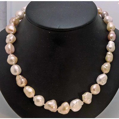 Necklace Of Graduated Large Baroque Cultured Pearls