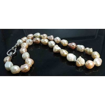 Necklace Of Graduated Large Baroque Cultured Pearls
