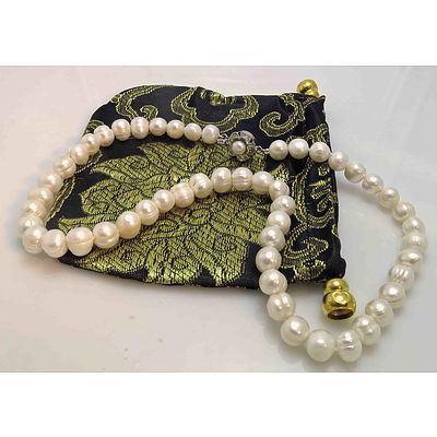 Necklace of White Fresh-Water Cultured Pearls