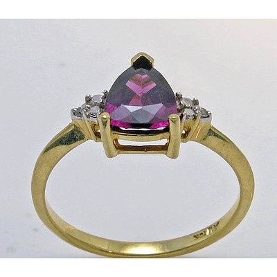 10ct Gold Rhodolite Garnet & Diamond Ring