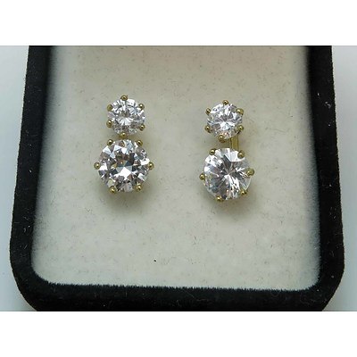 9ct Gold Round Brilliant-Cut Cz Earrings