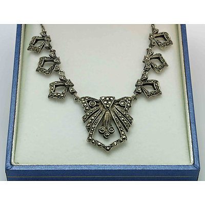 Vintage Marcasite Silver Necklace