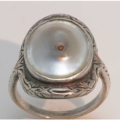 Sterling Silver Blister Pearl Ring