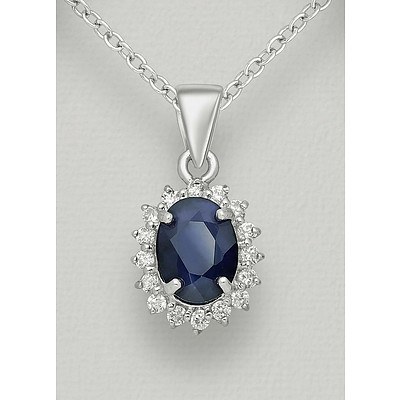 Sterling Silver Sapphire Pendant