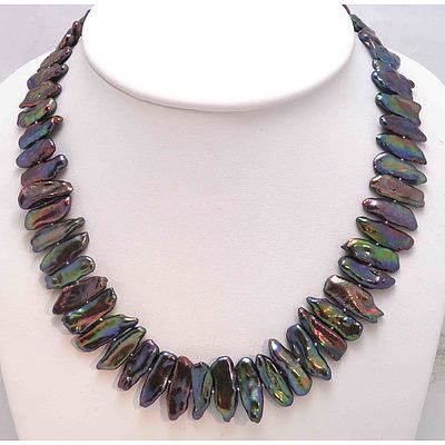 Large Peacock Black Blister Pearl Necklace