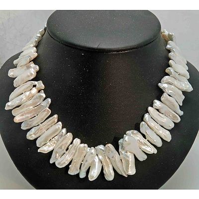 Large White Blister Pearl Necklace