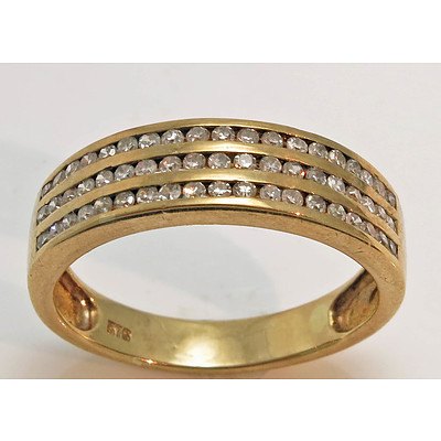 9ct Gold Three-Row Diamond Ring