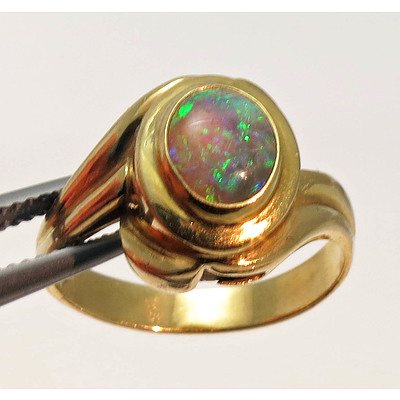 18ct Gold Solid Lightning Ridge Opal Ring