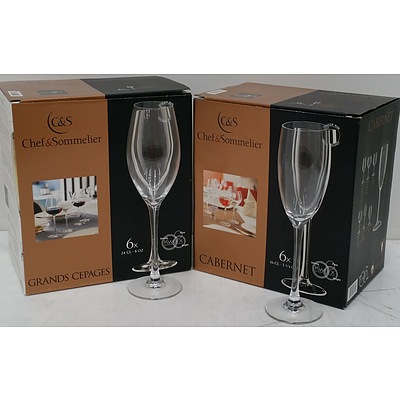 Chef & Sommelier 24cl Cabernet Glasses and Champagne Flutes - Lot of 48 - Brand New