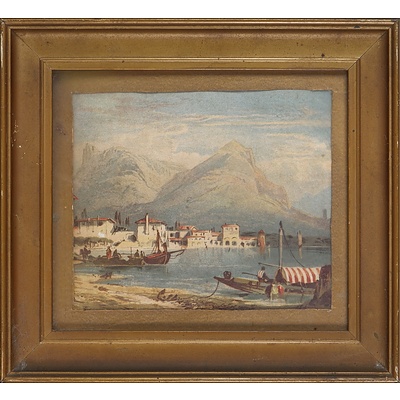 19th Century Chromolithograph of the Bay of Naples and Vesuvius Beyond, and Another Italian Scene
