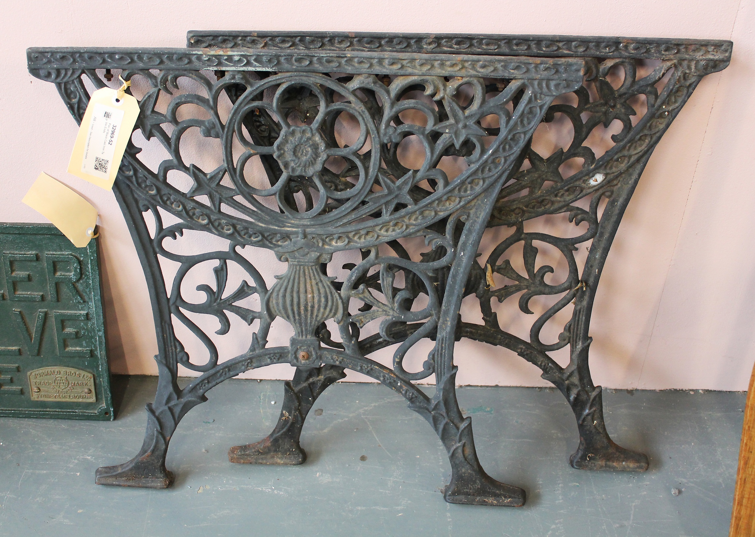 Pair of Black Cast Iron Table Ends Lot 1136675 ALLBIDS