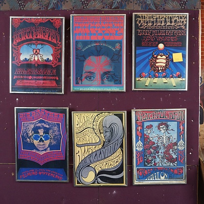 Framed Set of Six 1960s Psychedelia Posters