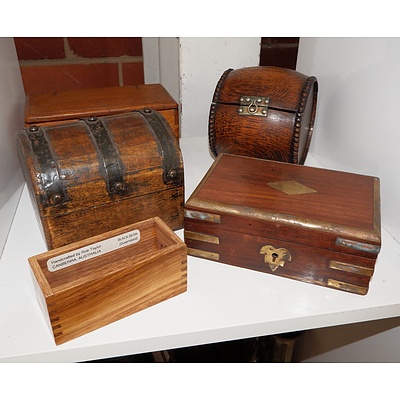 Five Decorative Small Timber Boxes
