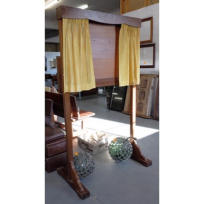 Vintage Notice Board on Stand with Drawstring Curtains