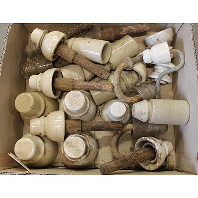 Large Quantity of Vintage Porcelain Insulators and Fittings