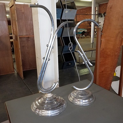 Two Art Deco Chrome Smokers Stand Bases