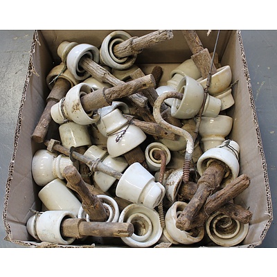 Large Quantity of Vintage Porcelain Insulators and Fittings