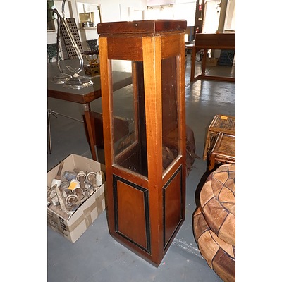 Vintage Solid Timber and Glass Donation Pedestal