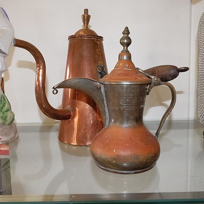 Two Vintage Copper Coffee Pots