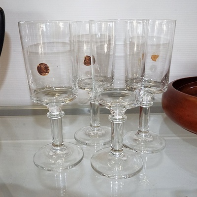 Set of Four Cristallin German Crystal Wine Goblets