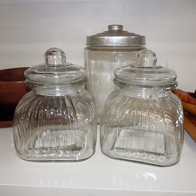 One Vintage and Two Other Lidded Lolly Jars