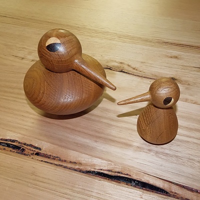 Two Kristian Vedel (Denmark) Hand Turned Timber BIRD Sculptures
