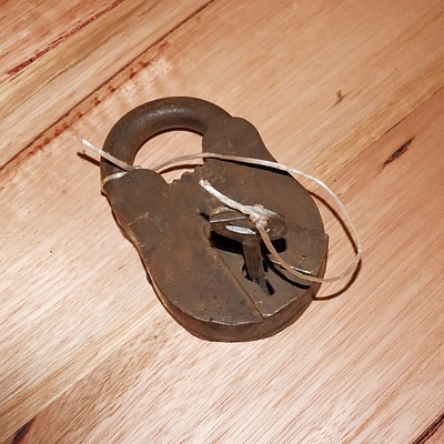 Antique Brass Padlock with Key