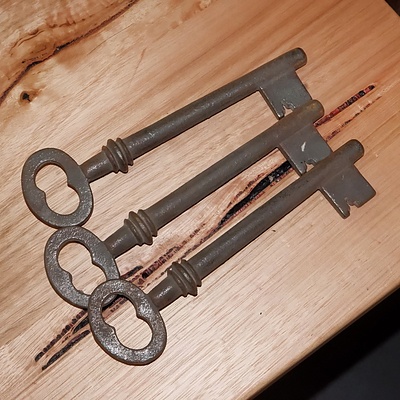 Three Vintage Cast Metal Keys