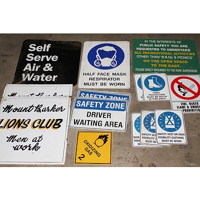 Large Collection of Vintage Metal and Plastic Safety Signs