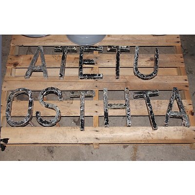 Eleven Vintage Industrial Solid Iron Letters