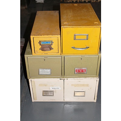 Four Vintage Metal Storage Drawer Sets - Two Doubles and Two Singles