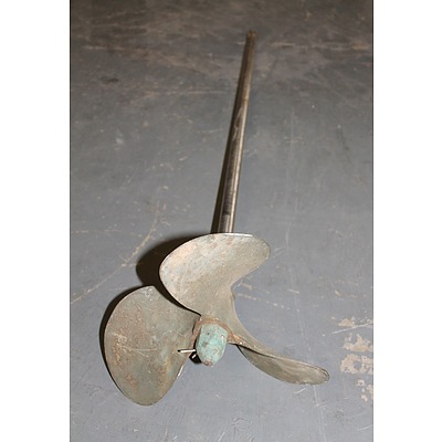 Vintage Tri-Blade Brass Propeller with Shaft