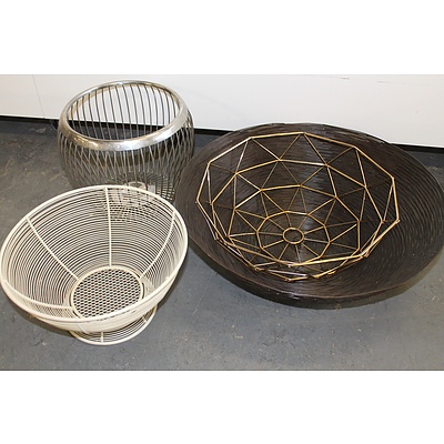 Four Decorative Wirework Fruit Baskets