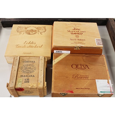 Four Vintage Timber Cigar Boxes
