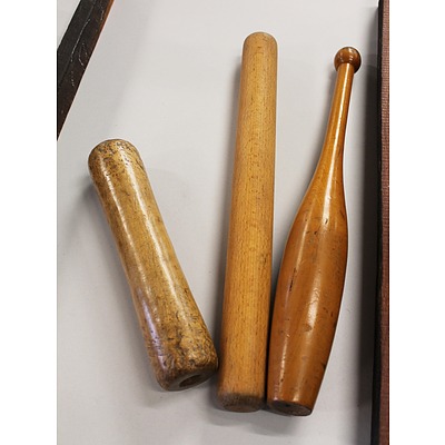 Vintage Exercise Baton and Two Vintage Rolling Pins
