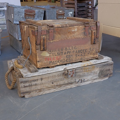 Two Vintage Timber Ammunition Boxes