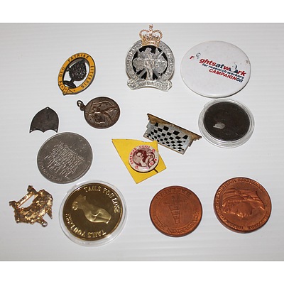Collection of Vintage Badges, Pins and Medallions
