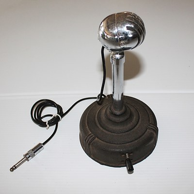 Vintage Zephyr Microphone on Cast Iron Base Model Grid 10XA