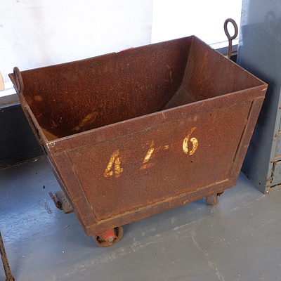 Antique Solid Steel Miner's Cart