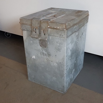 Vintage Galvanised Metal Ballot Box