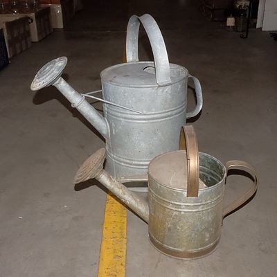 Large and Small Vintage Galvanised Watering Cans