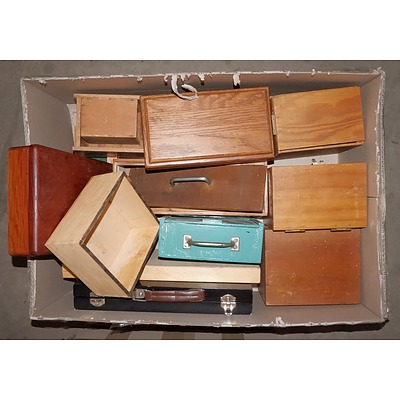 Large Collection of Small Timber Storage Boxes and Cases