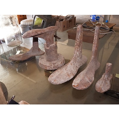 Five Antique Cast Iron Shoemaker's Lasts