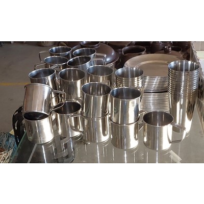 Large Stainless Steel Shearer's/Camping Dinner Set - 72 Pieces