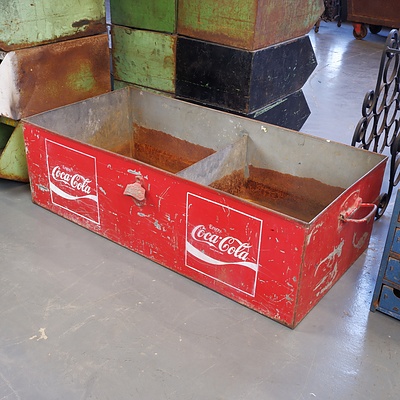 Vintage Coca Cola Galvanised Metal Ice Chest with Original Bottle Opener