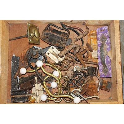 Timber Box with a Selection of Rustic and Wrought Iron Hardware