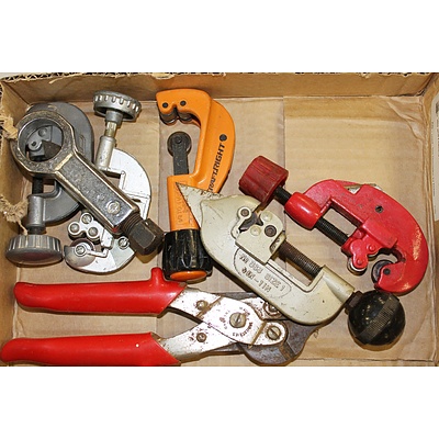 Five Pipe Cutters, Nut Splitter and Framing Pliers