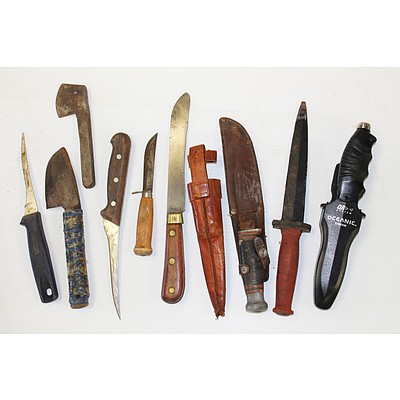 Large Quantity of Assorted Knives and Sheaths