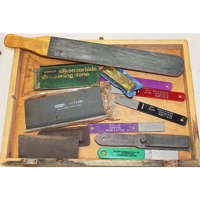 Large Collection of Sharpening and Honing Stones and Tools