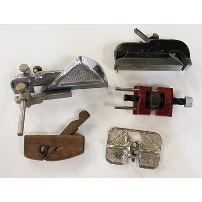 Four Vintage Miniature Planes and a Honing Guide